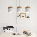 Axyaa Nordic Macaron Pendant Light: Modern E27 Hanging Lamp with Wood and Iron Accents