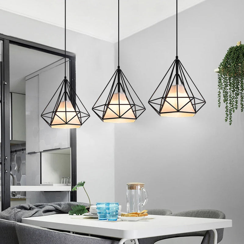 Axyaa Retro Metal Industrial Pendant Light - Modern Minimalist Nordic Loft Cage Lamp