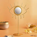 Axyaa Evil Eye Table Mirror: Gold Boho Makeup Mirror for Living Room and Bedroom
