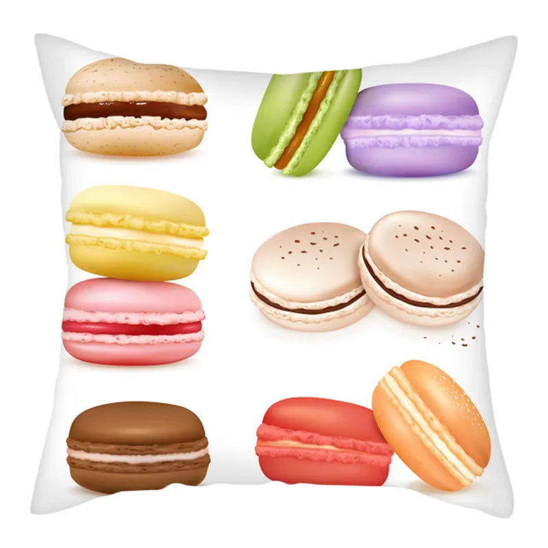 Axyaa Biscuits Cake Print Decor Pillow Cover for Home Sofa Decoration