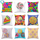 Axyaa Lollipop Candy Printed Cushion Cover 45X45CM for Chair Sofa Decoration