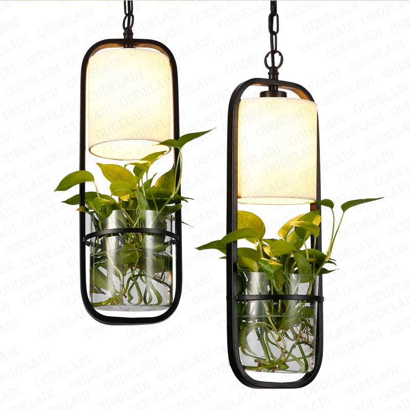 Axya Black Cage Plant Pendant Light Iron Minimalist Retro Danish Design Loft Lamp