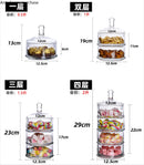 Axya Transparent Glass Candy Jar with Lid - Multi-layer Desktop Storage Solution