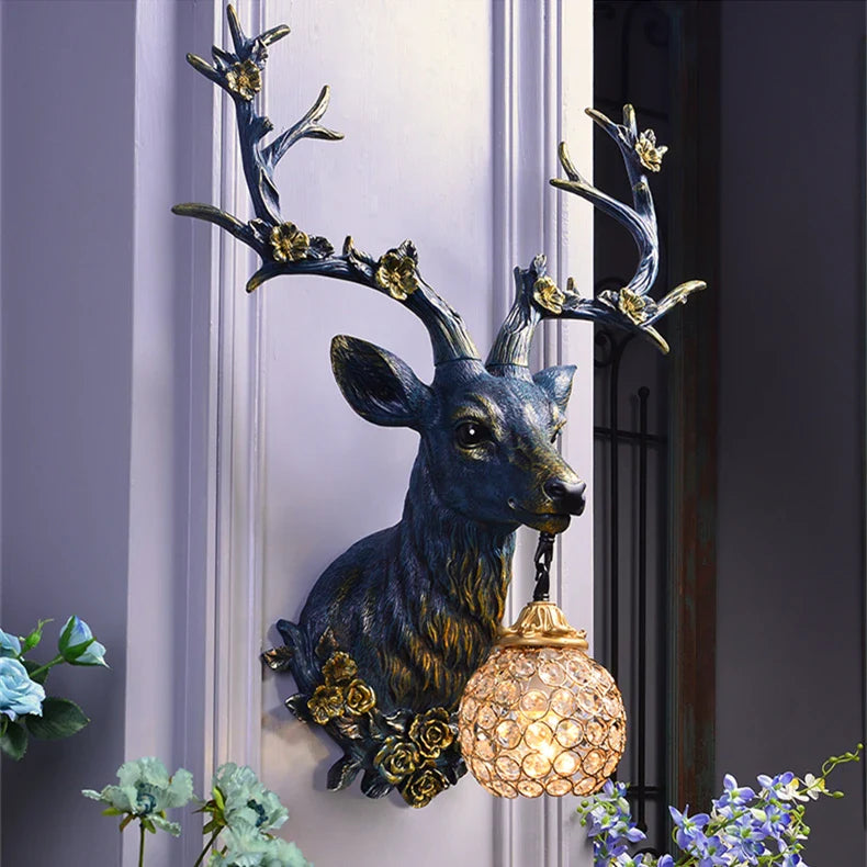 Axyaa Antler Resin Wall Lamp for Living Room Decor