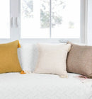 Axyaa Linen Pillow Covers with Tassels - 18x18" Square Throw Pillows for Home Decor