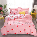 Axyaa Strawberry Pink Bedding Set: Queen & King Size Luxury Duvet Cover Set & Sheets