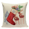 Axyaa Christmas Deer Snowman Cartoon Cushion Cover - Festive Decor Pillowcase