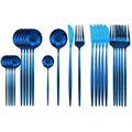 Axyaa Black Stainless Steel Dinnerware Set: 24Pcs Cutlery Flatware Gift Set