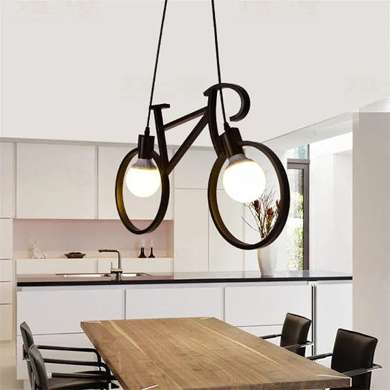 Axyaa Retro Bicycle Pendant Light | Industrial Kitchen Bar Restaurant Living Room Luminaire