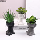 Axyaa Ceramic Little Man Statue Flower Pot Vase Home Decor Craft