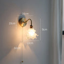 Axyaa Flower Glass Copper Wall Sconce LED Light with Pull Chain Switch