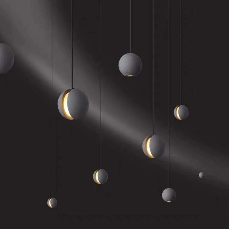 Axyaa Moon Cement Pendant Light: Industrial Style Minimalist Decor