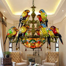 Axyaa Tiffany Style Parrot Lamp: Colorful Stained Glass Chandelier for Dining Room