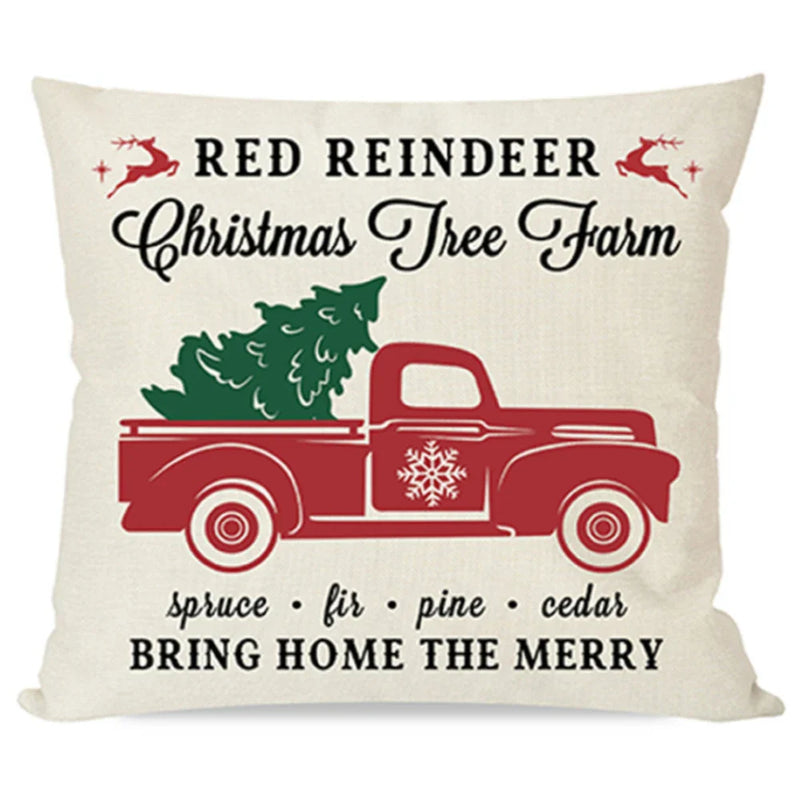 Axyaa Christmas Linen Cushion Covers for Stylish Sofa Decor