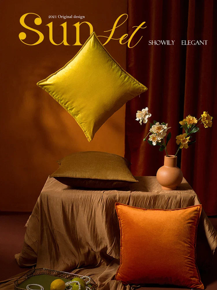 Velvet Decorative Pillow Cover 30x50cm for Living Room Sofa - Axyaa Palette
