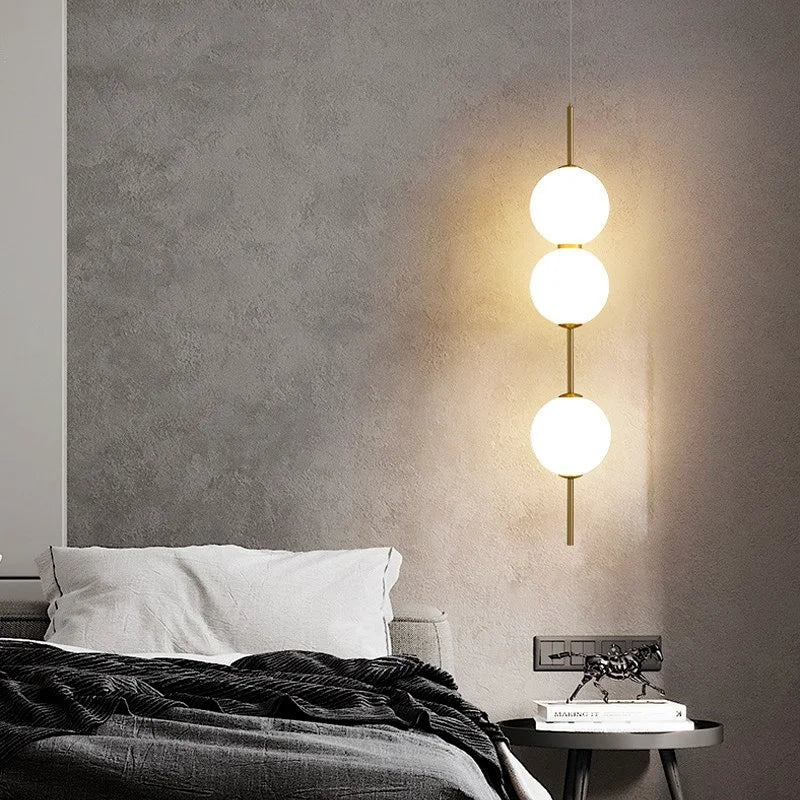 Nordic Glass Ball LED Pendant Lamps for Bedroom by Axyaa