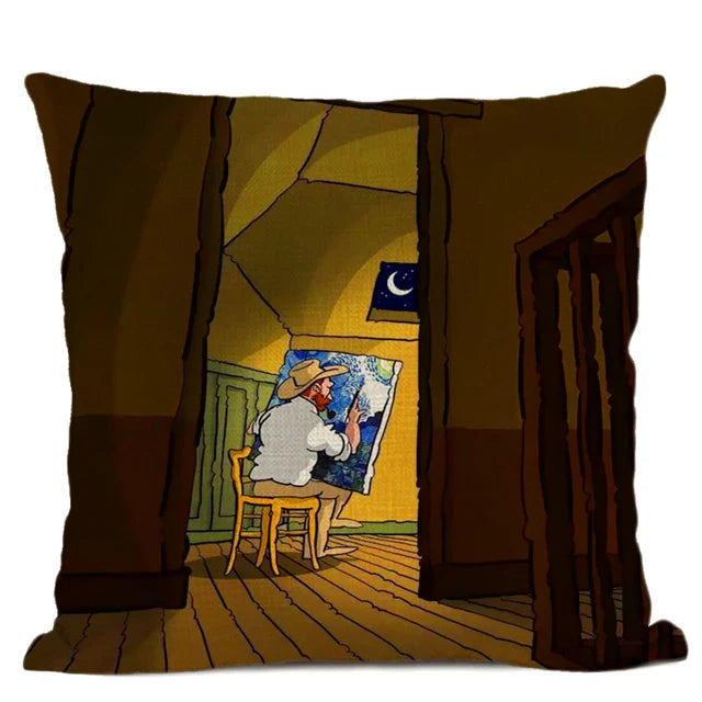 Van Gogh Self Portrait Cushion Cover by Axyaa - Home Decor