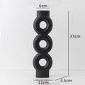 Axyaa Circle Texture Black and White Ceramic Vase - Modern Abstract Floral Home Decor