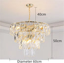 Axyaa Gold Steel Crystal Pendant Light: Luxury LED Hanging Lamp for Elegant Indoor Lighting