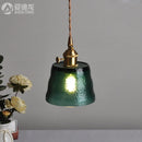 Axyaa Mini Green Glass LED Pendant Light - Japanese Style Nordic Copper Hanging Lamp