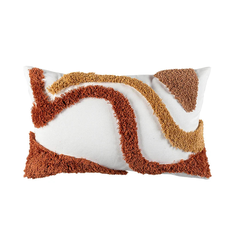Beige Grey Tufted Coral Pillow Cover by Axyaa for Stylish Home Decor