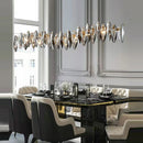 Axyaa Modern Luxury Gold Crystal Chandelier - Elegant Round/Wave Design for Living Room & Dining Area