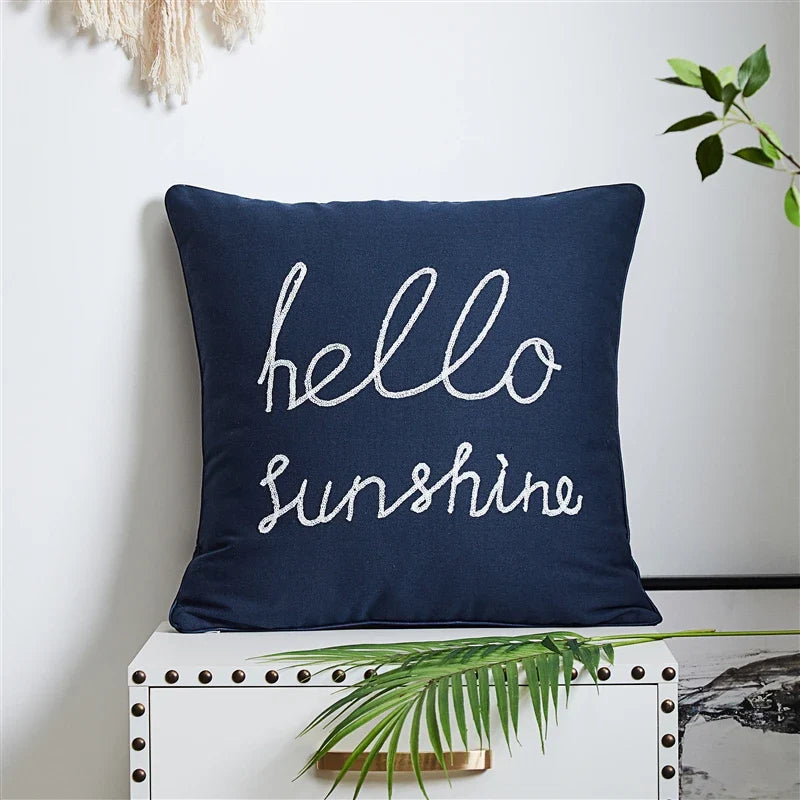 Axyaa Sea Starfish Navy Blue & Yellow Cushion Cover 45x45cm