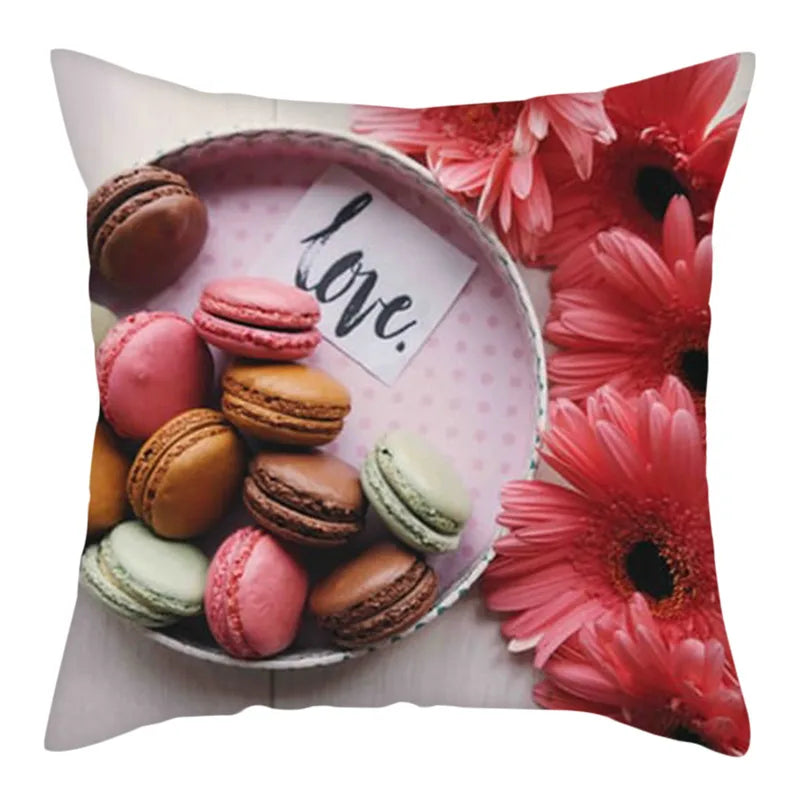 Axyaa Biscuits Cake Print Decor Pillow Cover for Home Sofa Decoration