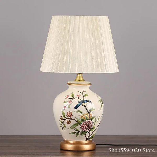 Axyaa Ceramic Desk Lamp - LED Table Light for Living Room, Bedroom, and Study