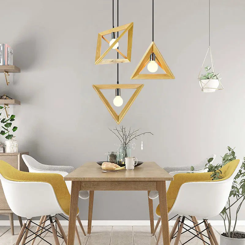 Axya Solid Wood Triangle Pendant Light for Home Décor and Lighting