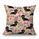 Axyaa Dachshund Dog Print Cotton Linen Pillow Covers 45X45cm