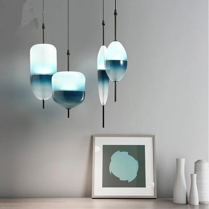 Axyaa Night Flow Blue Glass Teardrop Pendant Light - Italian Design Replica