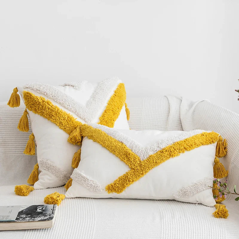 Moroccan Style Navy Blue Zigzag Pillow Cover 45x45cm Axyaa