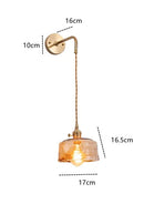 Axyaa Amber Glass Wall Lamp Switch, Modern Copper LED Wall Light for Home, Bedroom, Living Room