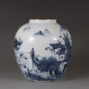 Axyaa Blue and White Qing Dynasty Porcelain Vase - Jiangnan Water Town Pattern