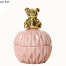 Axya Golden Animal Ceramic Candy Box • Modern Home Decor Gift Jar