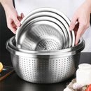 Axyaa Stainless Steel Drain Colander Basket for Round Rice Washing and Straining