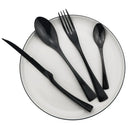 Axyaa Black Stainless Steel Flatware Set, 24 Pieces