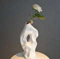 Axyaa Abstract Black and White Ceramic Vase with Hollow Out Hole for Home Decoration