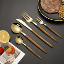 Axyaa 5-Piece Stainless Steel Wooden Handle Dinnerware Set