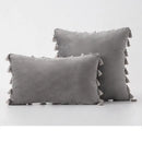 Velvet Tassel Throw Pillow Cover for Couch & Sofa - Axyaa Branded Luxe Accent Cushions