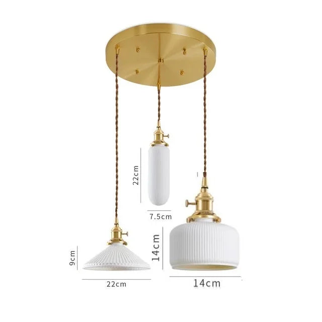 Axyaa Ceramic LED Pendant Light - Modern Copper Hanging Lamp