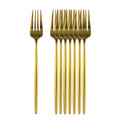 Axyaa Black Gold Dinner Fork Set - Stainless Steel Silverware Flatware Tableware