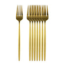 Axyaa Black Gold Dinner Fork Set - Stainless Steel Silverware Flatware Tableware