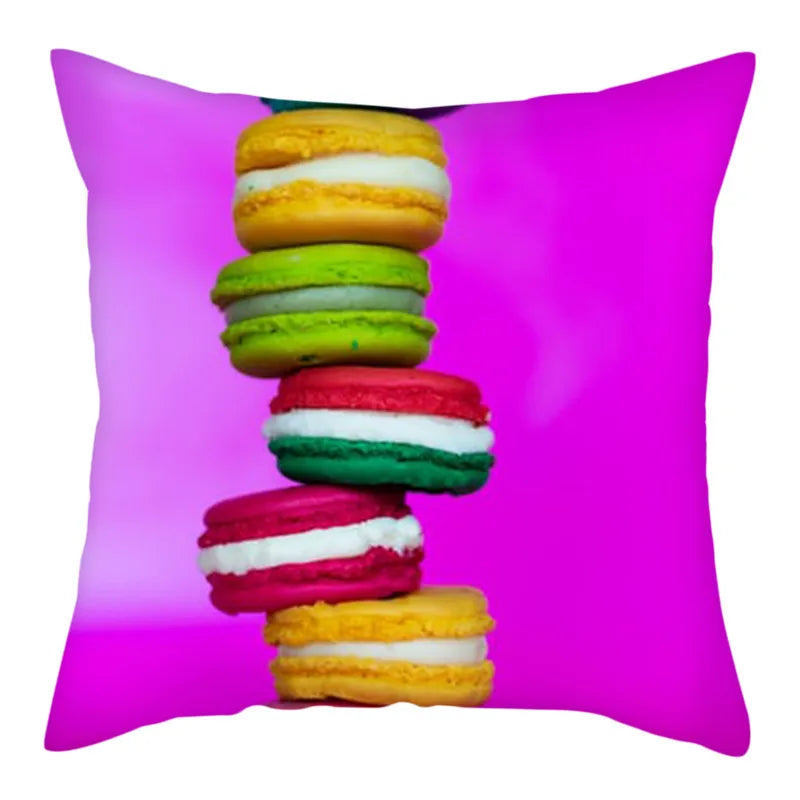 Axyaa Biscuits Cake Print Decor Pillow Cover for Home Sofa Decoration
