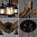 Axyaa Retro Industrial Solid Wood Chandelier for Cafe Restaurant Bar