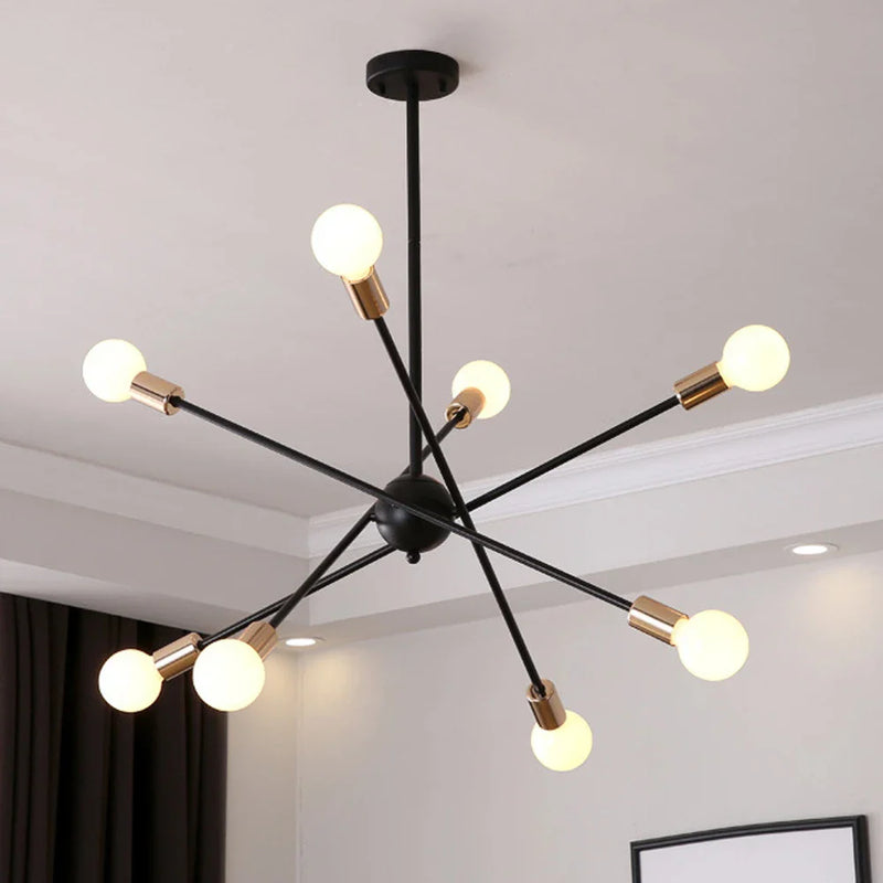 Axyaa Rod Iron Sputnik Chandelier Vintage Ceiling Lamp Light Fixture.