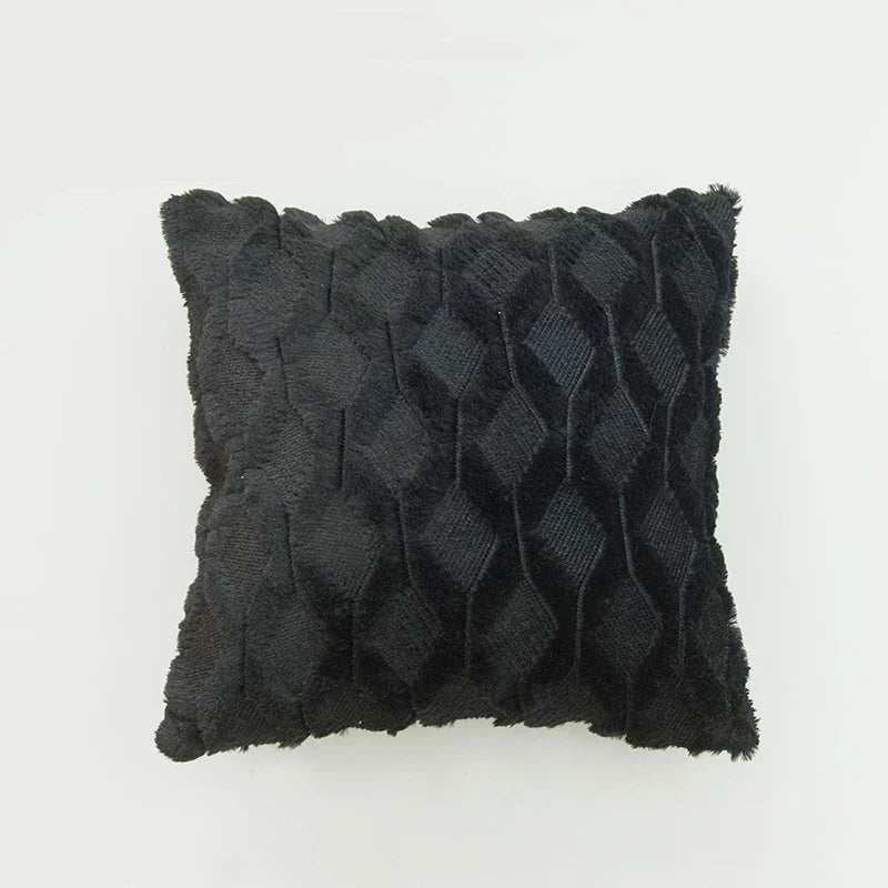Geometric Plush Pillow Cover for Sofa, Nordic Home Decor by Axyaa