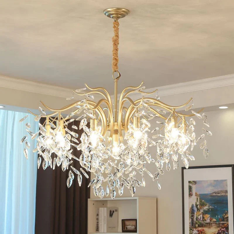 Axyaa Crystal Chandelier: Modern LED Luxury Lighting for Home Décor