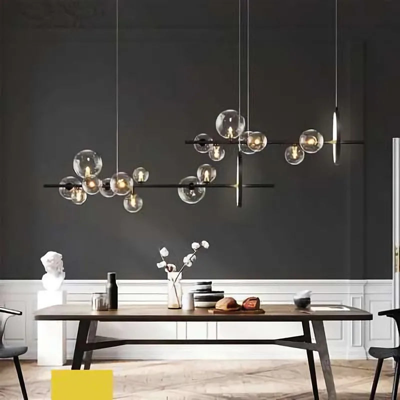 Axya Black Metal Glass Ball LED Pendant Light for Home Decor